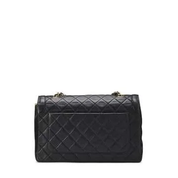 CHANEL Pre-Loved Black Lambskin Border Flap Medium Bag
