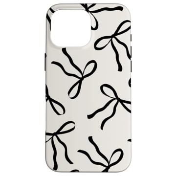 iPhone 16 Pro Max Aesthetic Beige and Black Bow Phone Case
