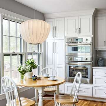 COMSDY 15.7 Inch Large White Silk Pendant Light, Single Hanging Lamp, Coastal Style Chandelier for Kitchen, Dining Room, Living Room, Bedroom, Hall, Cafe