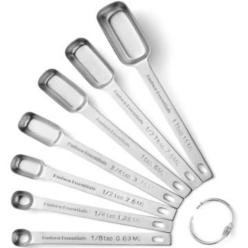 Durable Hudson Essentials Stainless Steel Measuring Spoons Set with Stamped Measurements - Ideal for...