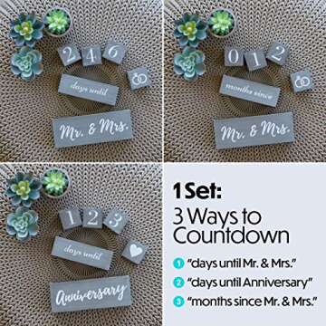 Engagement Gifts for Couples and Her, Bride to Be | Wedding Countdown Calendar Block | Mr. and Mrs. ...