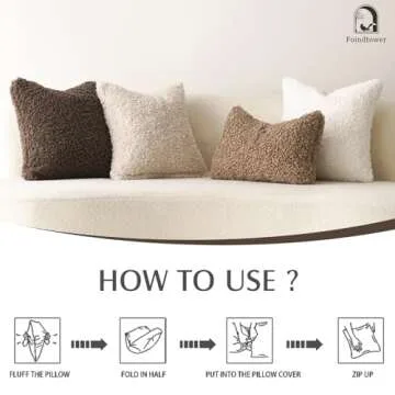 Foindtower Faux Fur Throw Pillow Covers for Cozy Decor