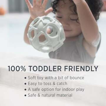 HEVEA Star Activity Ball Toy Made from 100% Upcycled Natural Rubber - Soft and Easy to Hold Baby Ball for Ages +4 Months - Plant Based, Plastic-Free, BPA-Free (Natural)