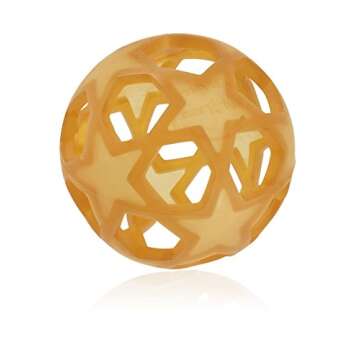 HEVEA Star Activity Ball Toy Made from 100% Upcycled Natural Rubber - Soft and Easy to Hold Baby Ball for Ages +4 Months - Plant Based, Plastic-Free, BPA-Free (Natural)