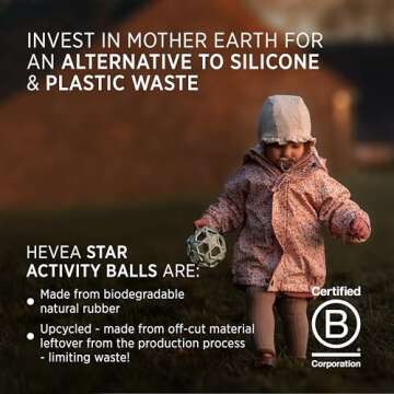 HEVEA Star Activity Ball Toy Made from 100% Upcycled Natural Rubber - Soft and Easy to Hold Baby Ball for Ages +4 Months - Plant Based, Plastic-Free, BPA-Free (Natural)