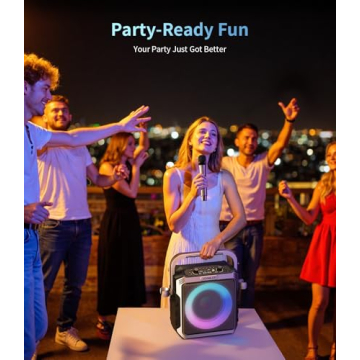 Portable Karaoke Machine with Wireless Microphones, Bluetooth Party Speaker with LED Lights, Loud Su...