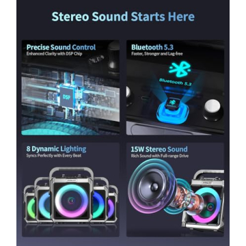 Portable Karaoke Machine with Wireless Microphones and LED Lights