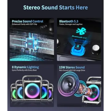 Portable Karaoke Machine with Wireless Microphones and LED Lights