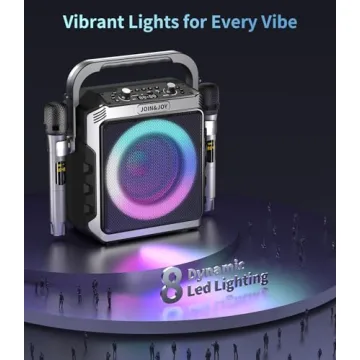 Portable Karaoke Machine with Wireless Microphones and LED Lights