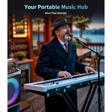 Portable Karaoke Machine with Wireless Microphones and LED Lights