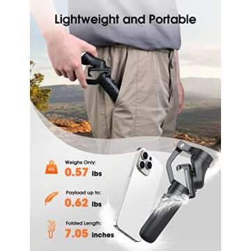 hohem iSteady X2 Gimbal Stabilizer for Smartphone, 3-Axis Phone Gimbal with Remote Control, Foldable and Portable Stabilizer for iPhone & Android, Phone Stabilizer for Video Recording YouTube TikTok
