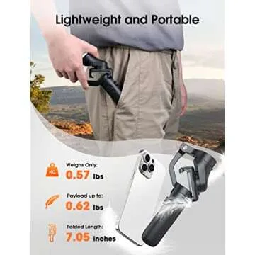 hohem iSteady X2 Gimbal Stabilizer for Smartphone, 3-Axis Phone Gimbal with Remote Control, Foldable and Portable Stabilizer for iPhone & Android, Phone Stabilizer for Video Recording YouTube TikTok