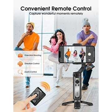 hohem iSteady X2 Gimbal Stabilizer for Smartphone, 3-Axis Phone Gimbal with Remote Control, Foldable and Portable Stabilizer for iPhone & Android, Phone Stabilizer for Video Recording YouTube TikTok