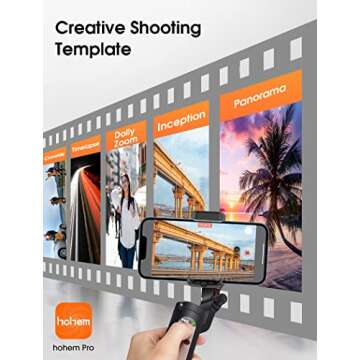 hohem iSteady X2 Gimbal Stabilizer for Smartphone, 3-Axis Phone Gimbal with Remote Control, Foldable and Portable Stabilizer for iPhone & Android, Phone Stabilizer for Video Recording YouTube TikTok