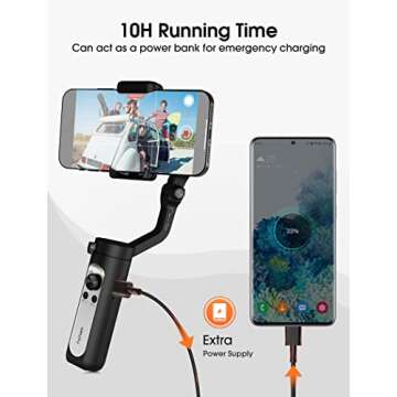 hohem iSteady X2 Gimbal Stabilizer for Smartphone, 3-Axis Phone Gimbal with Remote Control, Foldable and Portable Stabilizer for iPhone & Android, Phone Stabilizer for Video Recording YouTube TikTok