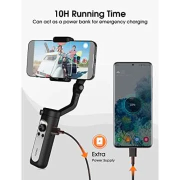 hohem iSteady X2 Gimbal Stabilizer for Smartphone, 3-Axis Phone Gimbal with Remote Control, Foldable and Portable Stabilizer for iPhone & Android, Phone Stabilizer for Video Recording YouTube TikTok