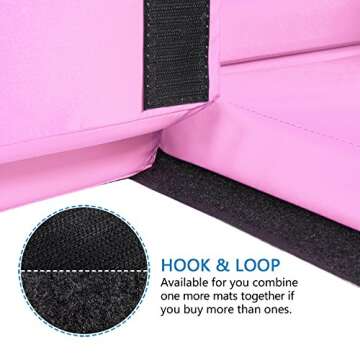 Matladin 6' Folding Tri-fold Gymnastics Gym Exercise Aerobics Mat, 6ft x 4ft x 2in PU Leather Tumbling Mats for Stretching Yoga Cheerleading Martial Arts (Pink)