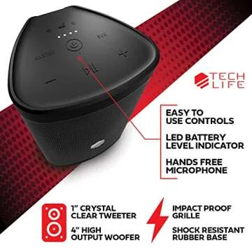 Tech-Life Boss Portable Bluetooth Speaker - Waterproof & Powerful Sound