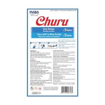 INABA Churu Cat Treats, Grain-Free, Lickable, Squeezable Creamy Purée Cat Treat/Topper with Vitamin...