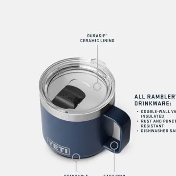 YETI Rambler 14 oz Ceramic Lined Stackable Mug, Vacuum Insulated, Stainless Steel with MagSlider Lid...