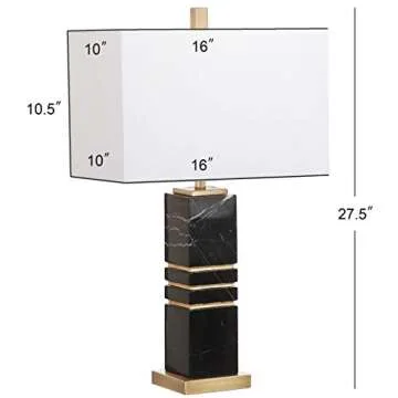 SAFAVIEH Lighting Collection Jaxton Modern Black/ Gold Marble 28-inch Bedroom Living Room Home Office Desk Nightstand Table Lamp (LED Bulb Included)