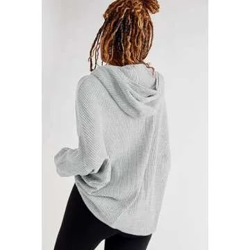 Womens Oversized Waffle Knit Tops Zip Up Hoodies Shirt Jacket Y2K Clothes Teen Girl Fall Casual Shackets with Pockets