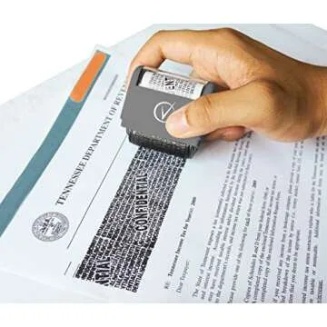 Identity Theft Protection Roller Stamps Wide Kit - Confidential Roller Stamp, Anti Theft, Privacy & Security Stamp, Designed for ID Blackout Security - Classy Gray with 6 Refills
