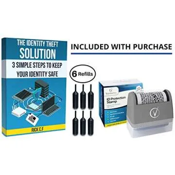 Identity Theft Protection Roller Stamps Wide Kit - Confidential Roller Stamp, Anti Theft, Privacy & Security Stamp, Designed for ID Blackout Security - Classy Gray with 6 Refills