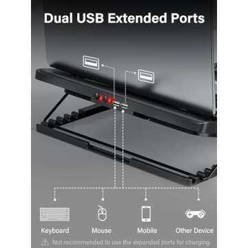 Kootek Laptop Cooling Pad, Laptop Cooler with 5 Quiet Fans for 12"-17" Computer PC Notebook Gaming Laptop Fan, Height Adjustable Laptop Cooling Stand Laptop Accessories, Red