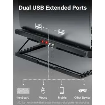 Kootek Laptop Cooling Pad, Laptop Cooler with 5 Quiet Fans for 12"-17" Computer PC Notebook Gaming Laptop Fan, Height Adjustable Laptop Cooling Stand Laptop Accessories, Red