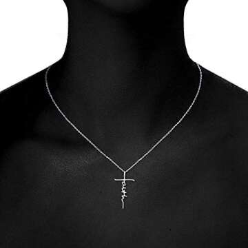 PRAYMOS 925 Sterling Silver Faith Cross Necklace for Women Dainty Silver Necklace for Women