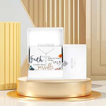 PRAYMOS 925 Sterling Silver Faith Cross Necklace for Women Dainty Silver Necklace for Women