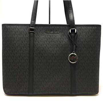 Michael Kors Women's Sady Carryall Shoulder Bag, Black Pvc 2019, One Size