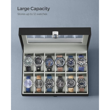SONGMICS Watch Box with 12 Slots and Glass Lid