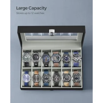 SONGMICS Watch Box with 12 Slots and Glass Lid