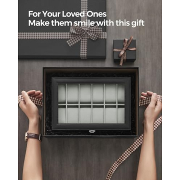 SONGMICS Watch Box with 12 Slots and Glass Lid
