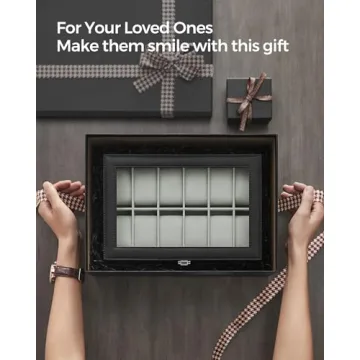 SONGMICS Watch Box with 12 Slots and Glass Lid