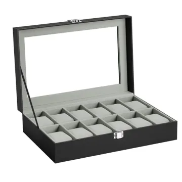 SONGMICS Watch Box with 12 Slots and Glass Lid