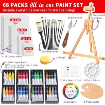 ARTALLY Acrylic Paint Set for Adults & Kids, 67 Pcs Canvas Painting Kits, 32 Colors Acrylic Paint (2...
