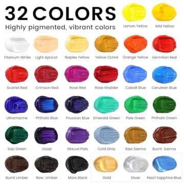 ARTALLY Acrylic Paint Set for Adults & Kids, 67 Pcs Canvas Painting Kits, 32 Colors Acrylic Paint (22ML),Table Easel,Brushes,Canvas, Art Painting Supplies Kit for Students,Artists,Beginners