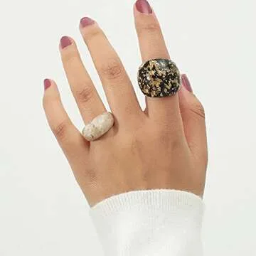 GRHOSE Colorful Chunky Resin Rings - Stackable & Stylish