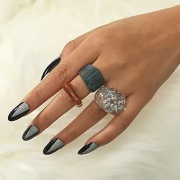 GRHOSE Colorful Chunky Resin Rings - Stackable & Stylish