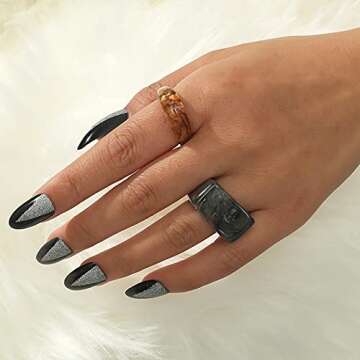 GRHOSE Colorful Chunky Resin Rings - Stackable & Stylish