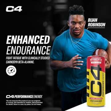 Cellucor C4 Performance Energy Drink | Zero Sugar Carbonated Preworkout Energy | 150mg Caffeine with Beta Alanine | Strawberry Watermelon Ice | 12 Fl Oz (12 Pack)