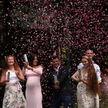 PrimePure Gender Reveal Confetti Cannon - Heart Shaped Confetti Poppers - Pink & Blue 4 Pack - Baby ...