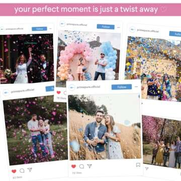 PrimePure Gender Reveal Confetti Cannons - Heart Shaped Poppers