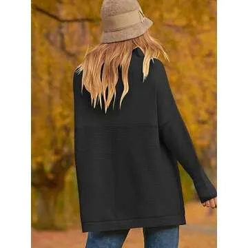 Chic Prinbara Women's Oversized Batwing Sweater in Black
