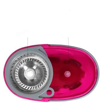 Candora 360° Spin Mop with Bucket & Dual Mop Heads Slim Microfiber Rotary Mop (Pink)