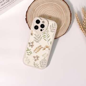 Lovmooful Compatible for iPhone 15 Pro Case Cute Leaves with Love Lens Bumper Protector for Girls Wo...