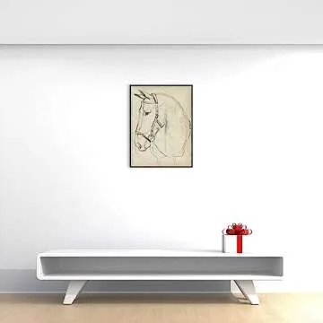 Amanti Art Framed Canvas Wall Art 30x23 Horse in Bridle Sketch II by Jennifer Paxton Parker, Framed Wall Art Canvas, Animals Artwork, Modern Decor, Large Poster Painting for Living Room, Bedroom,